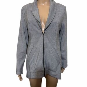 Cabi zip front knit jacket grey